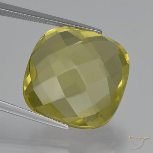 27.26ct 天然 ライトイエロー 石英, クッション, VVS-VS