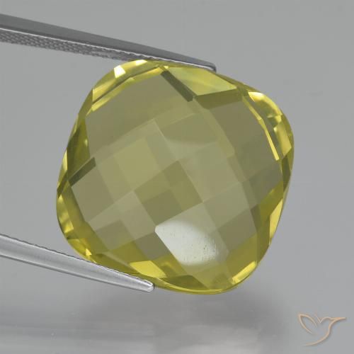 26.21ct 天然 ライトイエロー 石英, クッション, VVS-VS