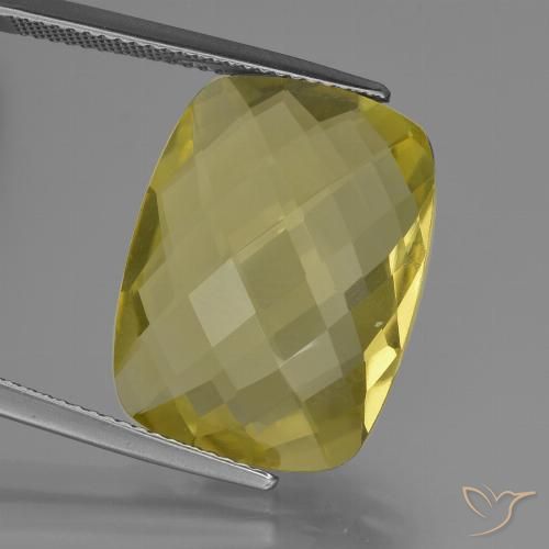 14.69ct 天然 ライトイエロー 石英, クッション, VVS