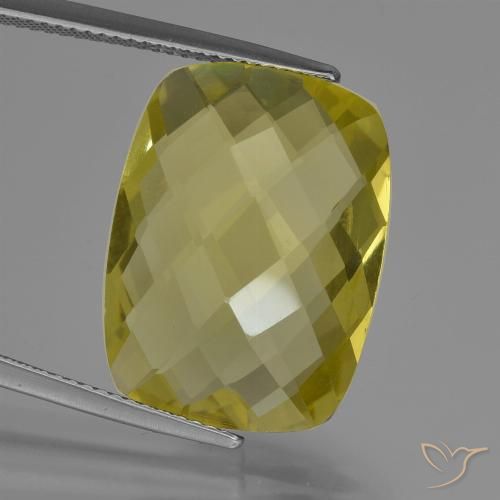 15.21ct 天然 パイナップルイエロー 石英, クッション, VVS