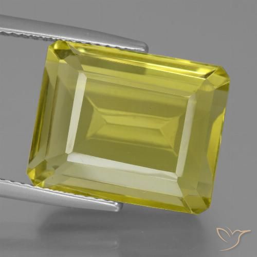 17.54ct 天然 鮮やかな黄色 石英, エメラルドカット, VVS-VS