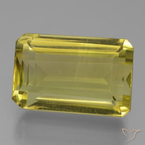 15.59ct 天然 ミディアム薄いイエロー 石英, エメラルドカット, VVS-VS