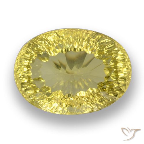 33.78ct 天然 薄いパイナップルイエロー 石英, 楕円形, VVS