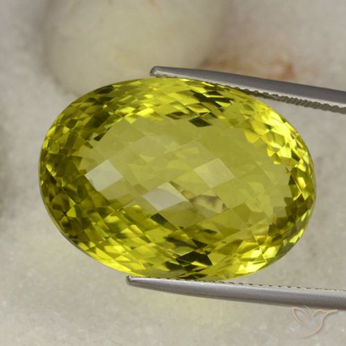 41.13ct 天然 緑ががかったイエロー 石英, 楕円形, VVS