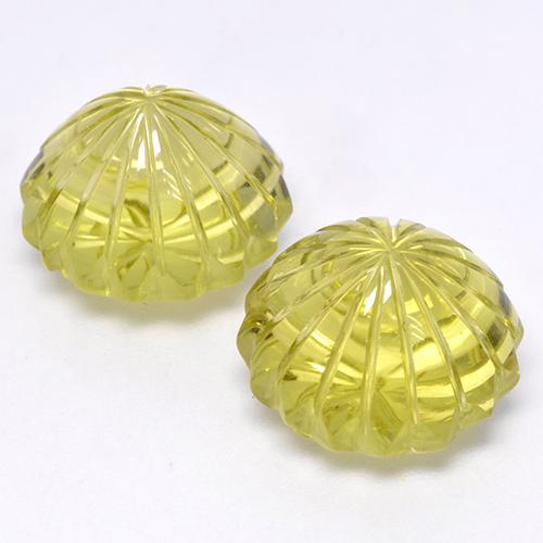 24.54カラットの天然薄いコーンイエロークォーツ（14.9×14.8 mm・フラワーカット）