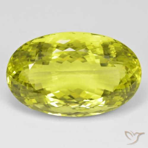 89.56ct 天然 レモンイエロー 石英, 楕円形, VVS
