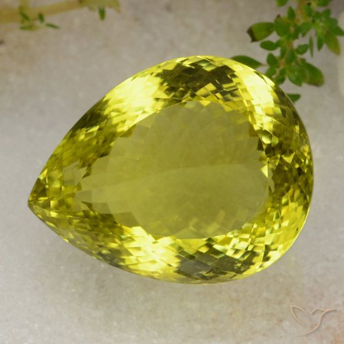 87.25ct 天然 鮮やかな黄色 石英, 洋梨の形, VVS
