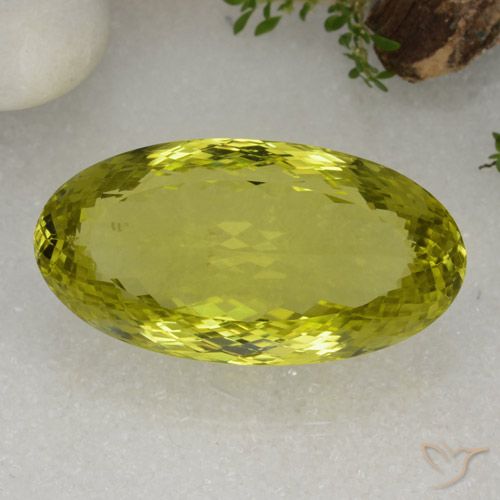 86.68ct 天然 グリーンイエロー 石英, 楕円形, VVS