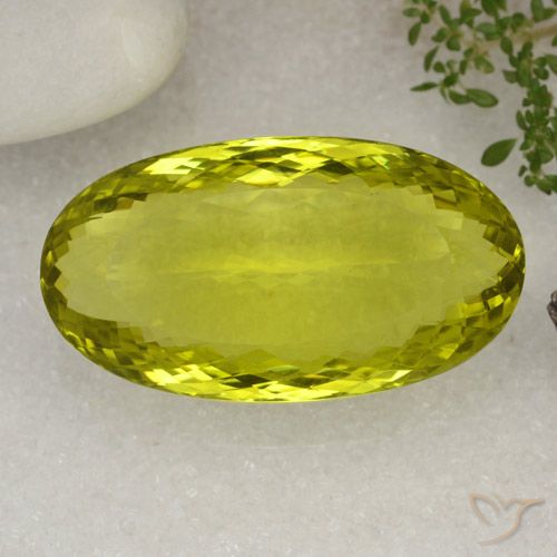 85.07ct 天然 レモンイエロー 石英, 楕円形, VVS