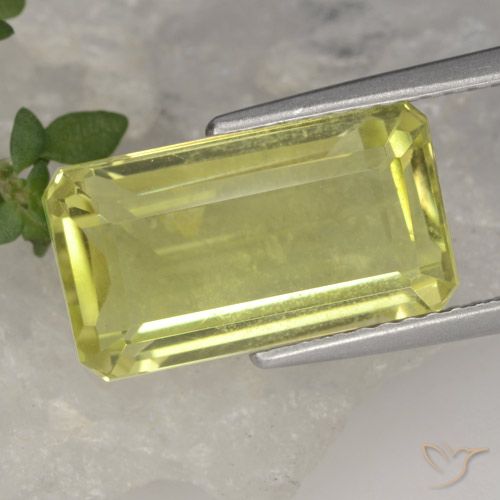 5.63ct 天然 ライトイエロー 石英, エメラルドカット, VS