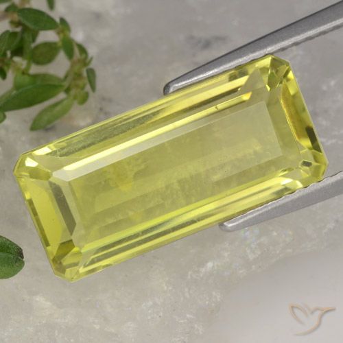 7.14ct 天然 ライトイエロー 石英, エメラルドカット, VVS-VS