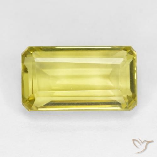 6.12ct 天然 薄いパイナップルイエロー 石英, エメラルドカット, VVS-VS