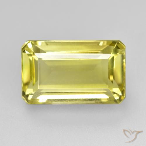 6.62ct 天然 ライトイエロー 石英, エメラルドカット, VS