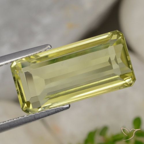 8.90ct 天然 薄いコーンイエロー 石英, エメラルドカット, VVS-VS