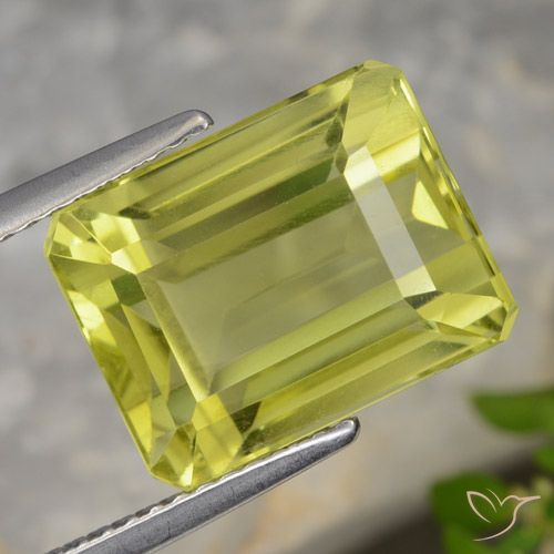 9.99ct 天然 ライトイエロー 石英, エメラルドカット, VVS-VS