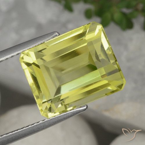 9.06ct 天然 薄いパイナップルイエロー 石英, エメラルドカット, VVS-VS