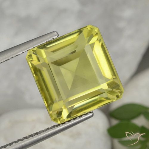 9.98ct 天然 ライトイエロー 石英, エメラルドカット, VVS-VS