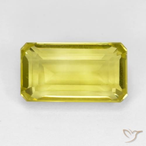 5.20ct 天然 パイナップルイエロー 石英, エメラルドカット, VVS-VS