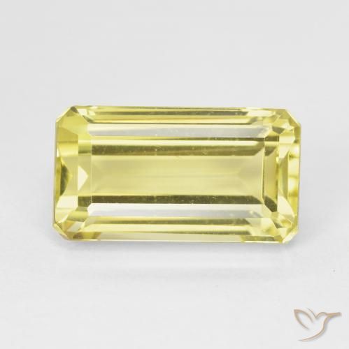 6.84ct 天然 薄いパイナップルイエロー 石英, エメラルドカット, VVS-VS