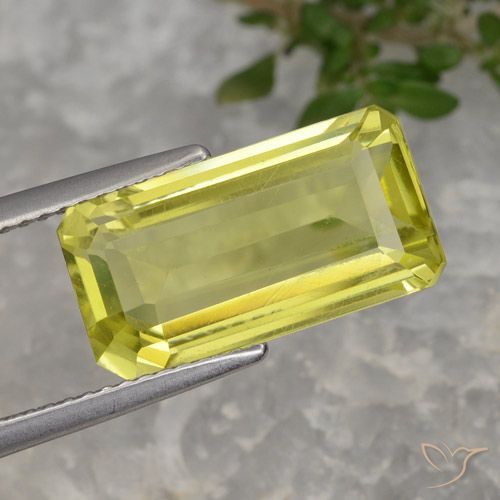 5.60ct 天然 ライトイエロー 石英, エメラルドカット, VVS-VS
