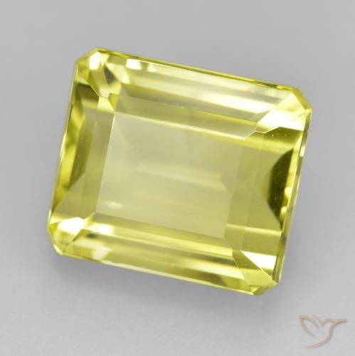9.31ct 天然 ライトイエロー 石英, エメラルドカット, VVS-VS