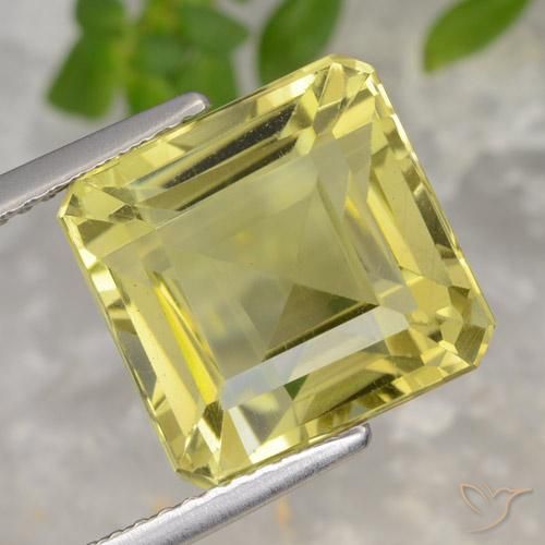 8.55ct 天然 ライトイエロー 石英, エメラルドカット, VVS-VS