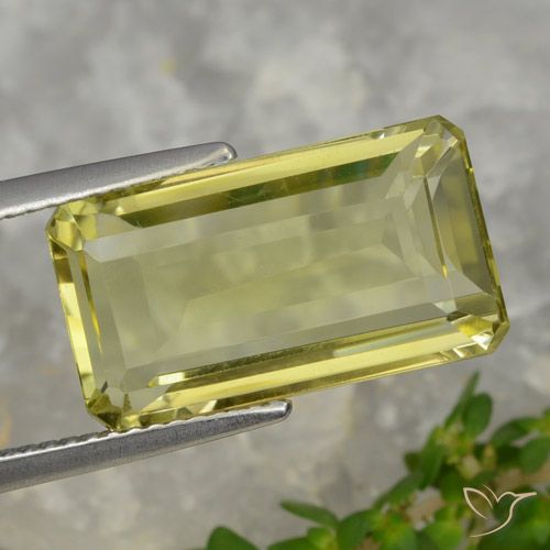 8.20ct 天然 ミディアムイエロー 石英, エメラルドカット, VVS-VS