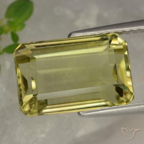 6.42ct 天然 薄いイエロー 石英, エメラルドカット, VVS-VS