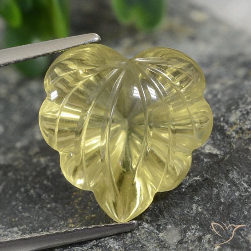 10.42ct 天然 ミディアム薄いイエロー 石英, フラワーカット, 透明