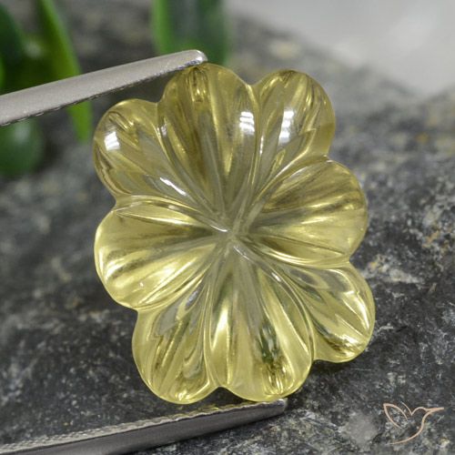 9.60ct 天然 ミディアム薄いイエロー 石英, フラワーカット, 透明
