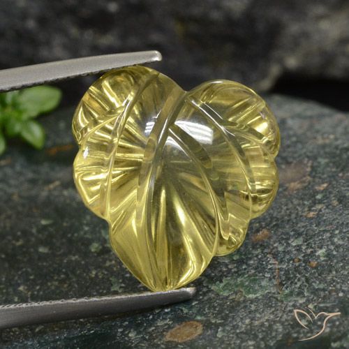12.04ct 天然 薄いゴールド 石英, フラワーカット, 透明