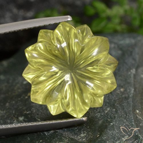 12.77ct 天然 ライトイエロー 石英, フラワーカット, 透明