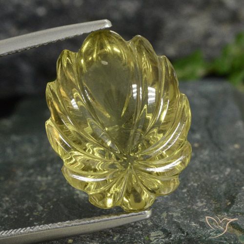 12.77ct 天然 ミディアム薄いイエロー 石英, フラワーカット, 透明