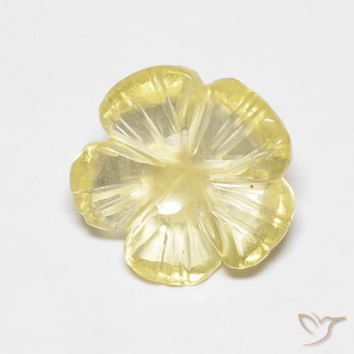 2.49ct 天然 薄いクリームイエロー 石英, フラワーカット, 透明