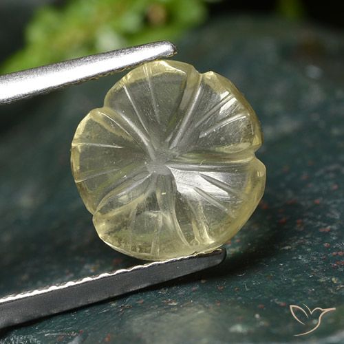 2.64ct 天然 薄いクリームイエロー 石英, フラワーカット, 透明