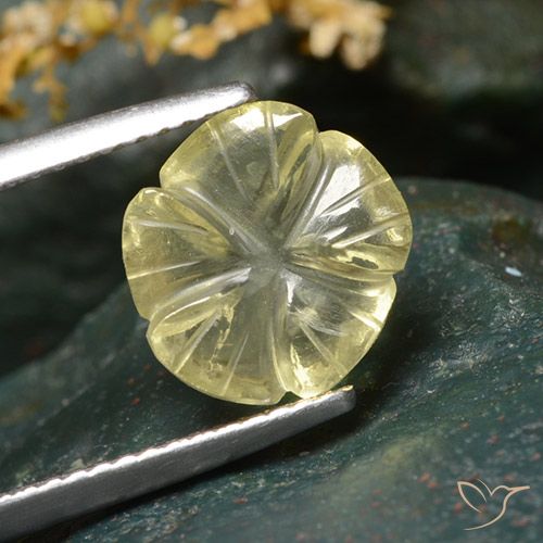 3.54ct 天然 ミディアムイエロー 石英, フラワーカット, 透明