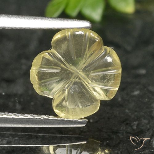 1.66ct 天然 ミディアムイエロー 石英, フラワーカット, 透明
