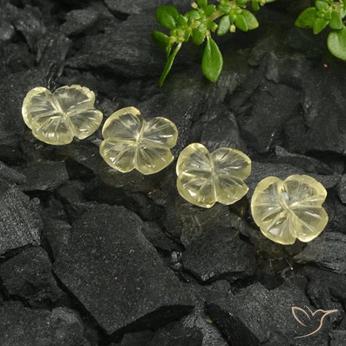 4.70ctw 天然 薄いクリームイエロー 石英, フラワーカット, 透明
