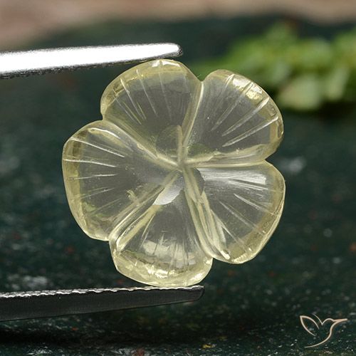 3.59ct 天然 ミディアムイエロー 石英, フラワーカット, 透明