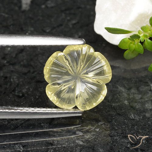 2.51ct 天然 薄いイエロー 石英, フラワーカット, 透明, Photo A