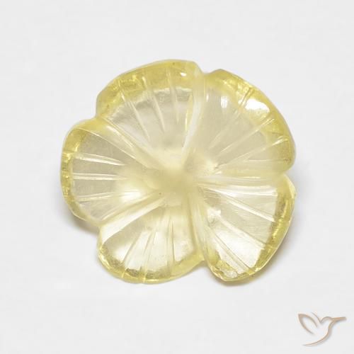 3.07ct 天然 薄いクリームイエロー 石英, フラワーカット, 透明