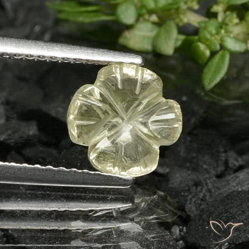1.22ct 天然 薄いイエロー 石英, フラワーカット, 透明