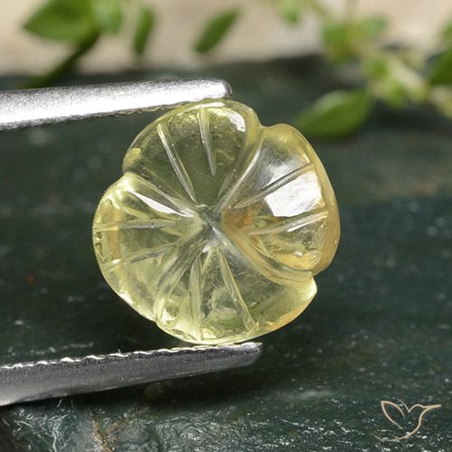 2.33ct 天然 ミディアムイエロー 石英, フラワーカット, 透明