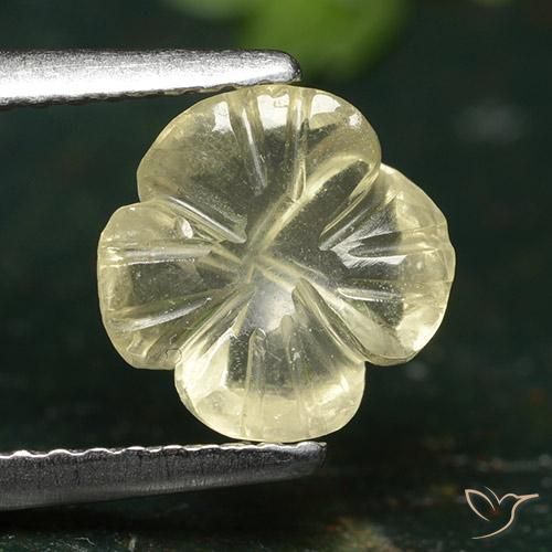 1.38ct 天然 ミディアムイエロー 石英, フラワーカット, 透明