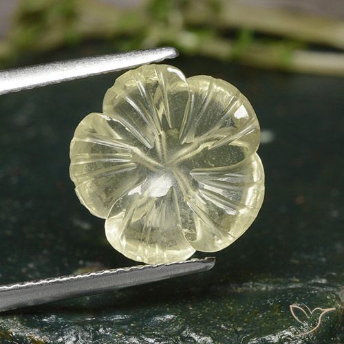 4.25ct 天然 ミディアムイエロー 石英, フラワーカット, 透明