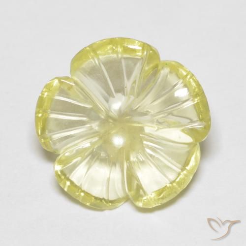 3.80ct 天然 Medium Light-Yellow 石英, フラワーカット, 透明