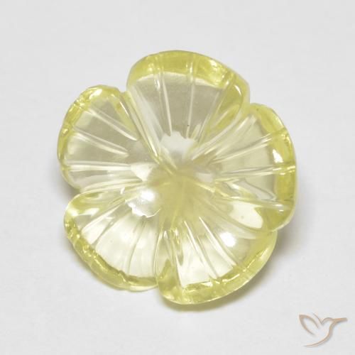 3.80カラットの天然Medium Light-Yellow石英、フラワーカット、透明