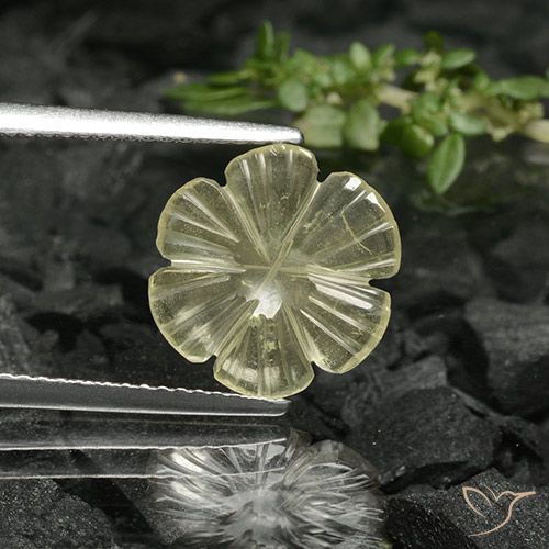 1.68ct 天然 ミディアムイエロー 石英, フラワーカット, 透明