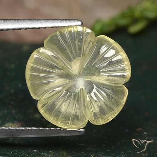5.17ct 天然 ミディアムイエロー 石英, フラワーカット, 透明