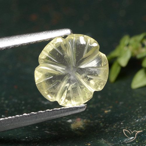 1.55ct 天然 ミディアムイエロー 石英, フラワーカット, 透明